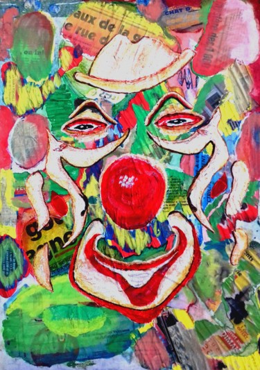 Painting titled "le clown - tableau" by Alain Du Mortier, Original Artwork, Acrylic