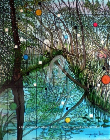 Картина под названием "ROSELIERES DU VIGUE…" - Alain Faure, Подлинное произведение искусства, Акрил Установлен на Деревянная…