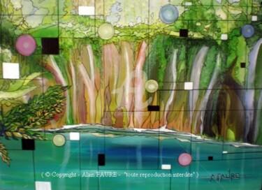 Картина под названием "CASCADES VIVACES" - Alain Faure, Подлинное произведение искусства, Акрил Установлен на Деревянная рам…
