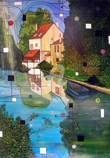 Картина под названием "QUAND PASSE L'EURE" - Alain Faure, Подлинное произведение искусства, Акрил Установлен на Деревянная р…