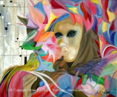 Painting titled "CAPPELLO DI VENEZIA" by Alain Faure, Original Artwork, Acrylic Mounted on Wood Stretcher frame