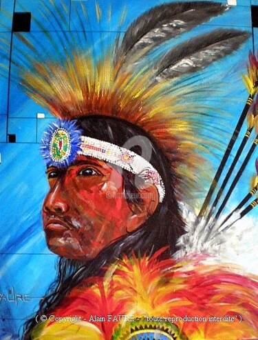 Painting titled "SHAWNEE" by Alain Faure, Original Artwork, Acrylic Mounted on Wood Stretcher frame