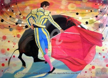 Painting titled "LA CAPE ET L'EPEE" by Alain Faure, Original Artwork, Acrylic Mounted on Wood Stretcher frame