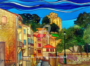 Painting titled "Ô MON CHÂTEAU" by Alain Faure, Original Artwork, Acrylic Mounted on Wood Stretcher frame