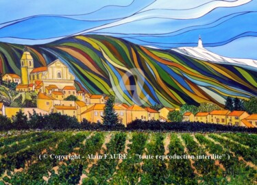 Painting titled "VENTOUX SENTINELLE…" by Alain Faure, Original Artwork, Acrylic Mounted on Wood Stretcher frame