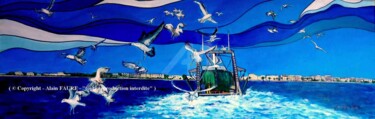 RETOUR AU PORT Peinture intitulée "RETOUR AU PORT" par Alain Faure, Œuvre d'art originale, Acrylique Monté sur Châssis