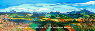 Painting titled "AUTOMNE EN PROVENCE" by Alain Faure, Original Artwork, Acrylic Mounted on Wood Stretcher frame