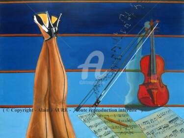 Painting titled "TENTATION MUSICALE" by Alain Faure, Original Artwork, Acrylic Mounted on Wood Stretcher frame