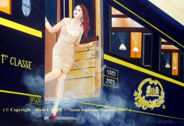 Painting titled "ORIENT-EXPRESS" by Alain Faure, Original Artwork, Acrylic Mounted on Wood Stretcher frame