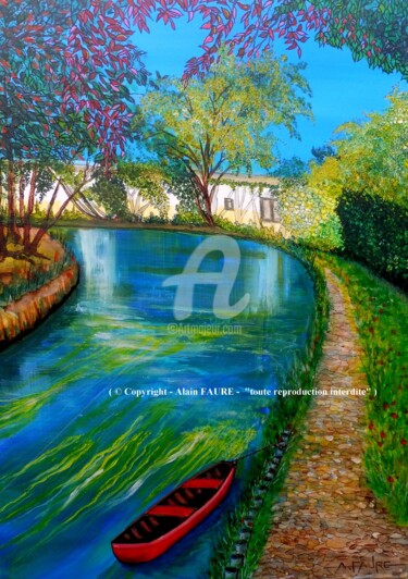 Painting titled "LA SORGUE" by Alain Faure, Original Artwork, Acrylic Mounted on Wood Stretcher frame