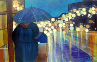 UN SOIR DE PLUIE Peinture intitulée "UN SOIR DE PLUIE" par Alain Faure, Œuvre d'art originale, Acrylique Monté sur Châssis en bois