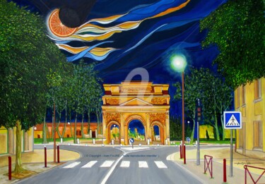 Painting titled "QUARTIER D'ORANGE" by Alain Faure, Original Artwork, Acrylic Mounted on Wood Stretcher frame