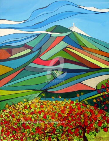 Painting titled "VENTOUX APRES VENDA…" by Alain Faure, Original Artwork, Acrylic Mounted on Wood Stretcher frame