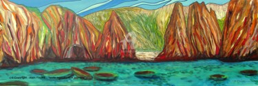 Painting titled "CALANQUES DE PIANA" by Alain Faure, Original Artwork, Acrylic Mounted on Wood Stretcher frame