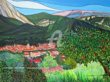 Painting titled "BUIS LES BARONNIES" by Alain Faure, Original Artwork, Acrylic Mounted on Wood Stretcher frame