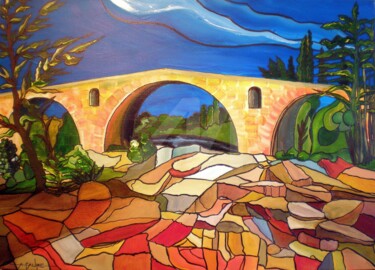 Painting titled "PONT JULIEN" by Alain Faure, Original Artwork, Acrylic Mounted on Wood Stretcher frame