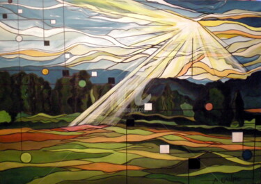 Malerei mit dem Titel "GRAND LUBERON" von Alain Faure, Original-Kunstwerk, Acryl Auf Keilrahmen aus Holz montiert