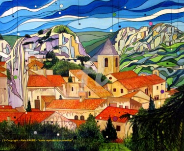 Painting titled "BAUX DE PROVENCE" by Alain Faure, Original Artwork, Acrylic Mounted on Wood Stretcher frame