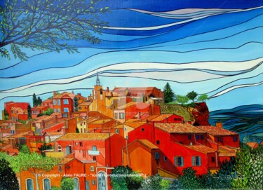 Schilderij getiteld "ROUSSILLON" door Alain Faure, Origineel Kunstwerk, Acryl Gemonteerd op Frame voor houten brancard