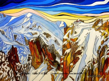 Painting titled "CHAMONIX-MONT-BLANC" by Alain Faure, Original Artwork, Acrylic Mounted on Wood Stretcher frame