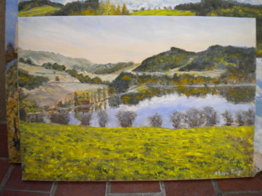 Peinture intitulée "le lac des sapins v…" par Alain Fayel, Œuvre d'art originale, Huile