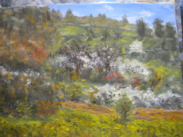 Peinture intitulée "Prairie et arbres p…" par Alain Fayel, Œuvre d'art originale, Huile
