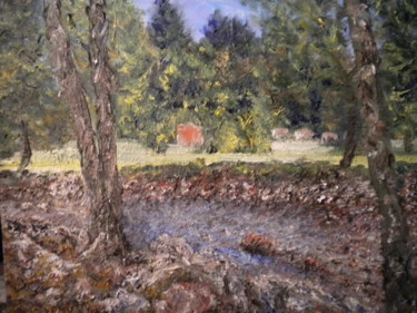 Peinture intitulée "troncs et rochers l…" par Alain Fayel, Œuvre d'art originale, Huile