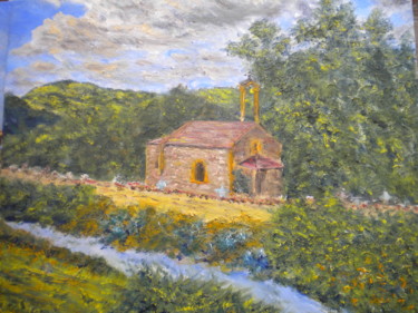 Painting titled "chapelle à RONNO en…" by Alain Fayel, Original Artwork, Oil