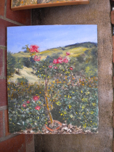 Painting titled "Roses d'octobre à G…" by Alain Fayel, Original Artwork, Oil