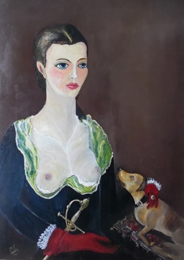 Painting titled "La Diva de l'Empire" by Alain Coulon, Original Artwork, Oil Mounted on Wood Stretcher frame