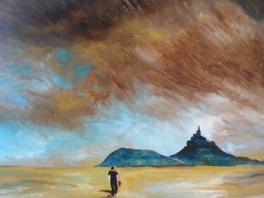 Painting titled "Le mont ciel d'orage" by Alain Coulon, Original Artwork, Oil Mounted on Wood Stretcher frame