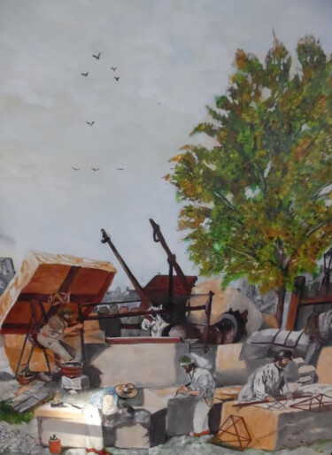 Pittura intitolato "Les Tailleurs de pi…" da Alain Coulon, Opera d'arte originale, Olio Montato su Telaio per barella in leg…