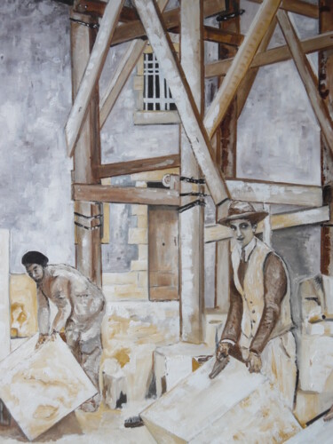 Malerei mit dem Titel "Prieuré St Cosme" von Alain Coulon, Original-Kunstwerk, Öl