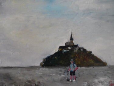 Painting titled "Ballade au Mont" by Alain Coulon, Original Artwork, Oil Mounted on Wood Stretcher frame