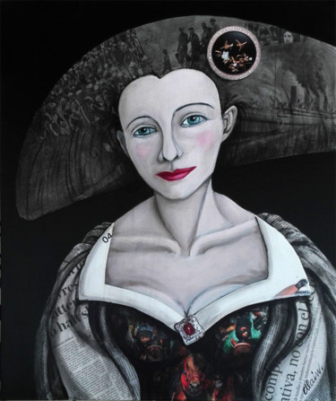 Painting titled "Menina Dulce" by Alain Garcia De Navarrete, Original Artwork, Acrylic Mounted on Wood Stretcher frame