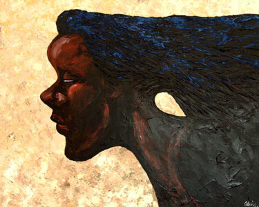 Painting titled "Mujer al viento" by Alain Garcia De Navarrete, Original Artwork, Acrylic Mounted on Wood Stretcher frame