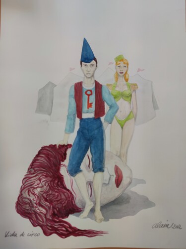 Peinture intitulée "Vida de Circo" par Alain Garcia De Navarrete, Œuvre d'art originale, Encre