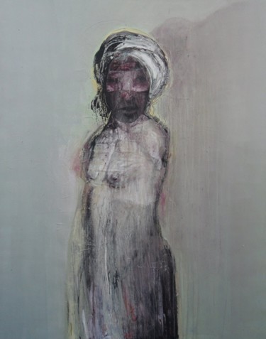 Peinture intitulée "flo au turban blanc" par Alain Gegout, Œuvre d'art originale