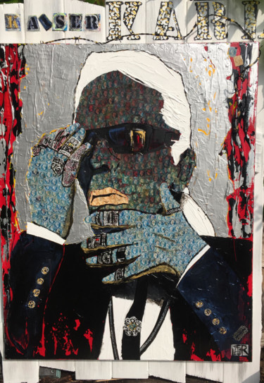 Painting titled "KAISER KARL ( Timbr…" by Alain Granger (A.G.R), Original Artwork, Collages Mounted on Wood Panel