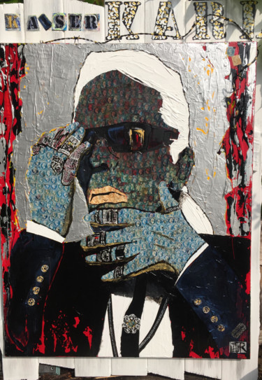 Peinture intitulée "KAISER KARL ( Timbr…" par Alain Granger (A.G.R), Œuvre d'art originale, Collages Monté sur Panneau de bo…