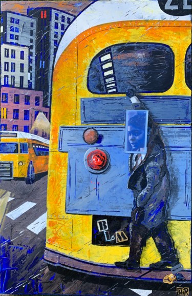NO TICKET FOR BLUE KID ! "NO TICKET FOR BLUE…" başlıklı Tablo Alain Granger (A.G.R) tarafından, Orijinal sanat, Kolaj Tuval sedye üzerine monte edilm…