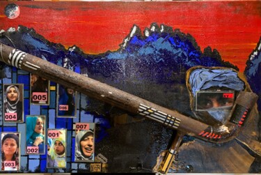 Painting titled "Les 7 Visages de Ka…" by Alain Granger (A.G.R), Original Artwork, Collages