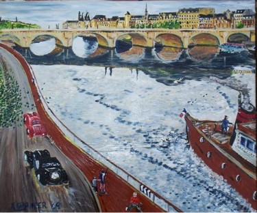 Pintura intitulada "Virée sur la Seine" por Alain Granger (A.G.R), Obras de arte originais, Óleo