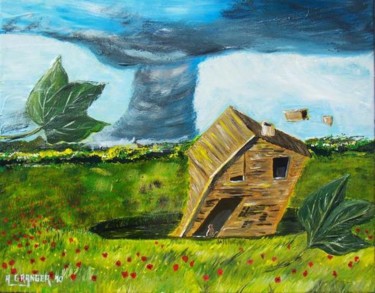 Painting titled "Attention tornade !" by Alain Granger (A.G.R), Original Artwork, Oil