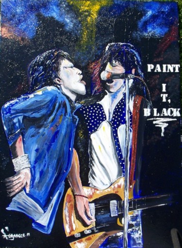 Peinture intitulée "Paint it, black !" par Alain Granger (A.G.R), Œuvre d'art originale, Huile