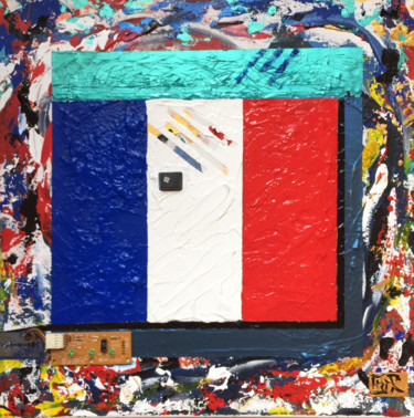 Painting titled "TECH FRENCH FLAG" by Alain Granger (A.G.R), Original Artwork, Acrylic