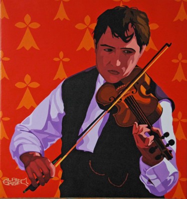 Painting titled "Le violoniste" by Alain Grisel, Original Artwork, Oil