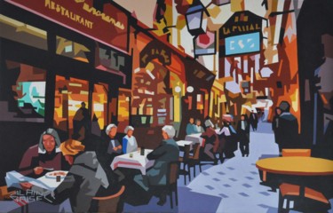 「Le grand restaurant」というタイトルの絵画 Alain Griselによって, オリジナルのアートワーク, オイル