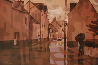 Peinture intitulée "La pluie" par Alain Grisel, Œuvre d'art originale, Huile