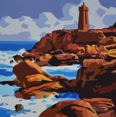 Pintura titulada "La côte de granite…" por Alain Grisel, Obra de arte original, Oleo